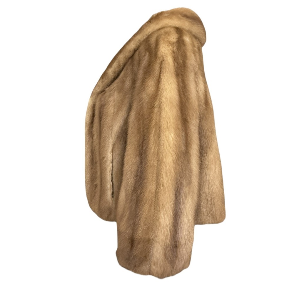 VTG Helen of Memphis Real Mink Fur Cape Jacket Stole Shawl Pastel Golden Brown S - Picture 4 of 16